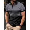 Moda Masculina Impresión 3D Manga Corta Solapa Verano Diario, Nueva Camisa Polo de Negocios Manga Corta Casual para Hombre