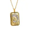 Collar con Colgante Personalizado de Acero de Titanio y Acero Inoxidable Chapado en Oro de 18 Quilates, Tarjeta de Tarot, Moda de Lujo Europea y Americana de Alta Gama para Mujer