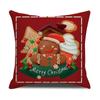 2025Jit Fronteiriço Natal Almofada Desenho Animado Vermelho Estampado Alce Floco de Neve Sofá Quarto Linho Capa de Almofada