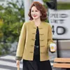 Nueva Ropa para Madre Estilo Chino Chaqueta de Lana Doble Cara 2026 Modelo Nuevo Primavera y Otoño Traje Tang Color Sólido Elegante Ropa de Abrigo para Mujeres de Mediana Edad y Mayores