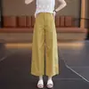 Calça Cropped Estilo Alfaiataria Cintura Alta Perna Larga Estreita 2026 Verão Novo Caimento Solto Petite Reta Caimento Casual
