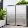 Gabinete de Almacenamiento Exterior a Prueba de Lluvia de Acero Inoxidable 304 para Herramientas de Limpieza, Patio, Jardín, Balcón, Resistente al Sol con Cerradura