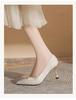 2025 Primavera e Outono Novo Estilo Strass Bico Fino Salto Alto Sapatos Femininos Stiletto Sapatos de Noiva Cristal Scarpins Franceses