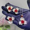 Joyería Gaoding, colgante de hemoglobina de paloma, pendientes de tesoro de color, anillo de apertura, conjunto de collar rojo chino de alta calidad para mujer