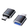 Novo adaptador OTG Tipo C para USB 3.0 com múltiplas luzes brilhantes, adaptador para celular, computador, tablet