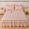 2026 Novo Modelo Saia de Cama de Renda Imitação de Algodão de Alta Qualidade Conjunto de Três Peças, Saia de Cama de Renda Estilo Princesa Coreana de Algodão Lavado, Exclusivo para Transmissão ao Vivo