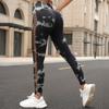 Nuevos Pantalones de Yoga Tie-Dye Laterales Huecos Transfronterizos Ajustados de Cadera Melocotón Cintura Alta Sin Costuras Fitness Deportes para Mujer