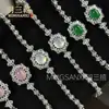 Pulsera de Hueso de Caballo de Hielo de Gama Alta para Mujer con Incrustación Completa de Diamantes de Lujo, Joyería de Ágata Verde Jade, Chalcedony Rosa Suministro en Vivo