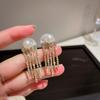 Pendientes de plata con forma de aguja francesa, con lazo de perla y flor de lujo, estilo vintage de alta gama, elegantes pendientes para mujer.