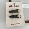 Bicho de pelúcia de algodão com tecido de outono para crianças coreanas BB clip para meninas xadrez lateral par de grampos de cabelo com franja para pais e filhos