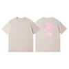 Camiseta Rosa con Estampado de Estrellas de Marca de Verano de Moda 230g Cuello Redondo Holgada de Manga Corta Casual Unisex Versátil Ajuste Delgado