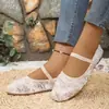 Sapatos Planos de Tela Tamanho Grande para Mulheres, Novo Modelo Primavera 2026, Bico Redondo, Tamanho Grande, Sapatos Preguiçosos de Calçar