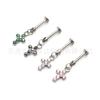 Pendientes de titanio F136 con forma de cruz y hueso de oreja con incrustaciones de circonita 5A, joyería para piercing de labios de aleación de titanio G23.