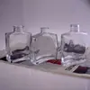 Botella Creativa Cuadrada para Aromaterapia, Botella Vacía de Vidrio Transparente para Difusor sin Llama, Difusor de Caña con Flores Secas, Difusor de Aroma con Botella de Recarga de Fragancia a Presión