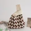 Bolsa de Tricô, Bolsa de Mão, Bolsa Saco, Bolsa de Ombro, Bolsa Feminina de Palha, Bolsa Feminina, Bolsa Colete, Bolsa Simples para Presente, Color-Blocking