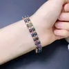 Pulsera de Ópalo Negro Natural Multicolor con una Piedra Principal de 4*6 mm Llena de Brillo como Fuego, Finamente Elaborada e Incrustada en Plata de Ley 925