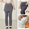 Leggings levanta-glúteos talla grande 100 kg para chicas con curvas, pantalones atléticos adelgazantes de cintura alta, con bolsillos y diseño acampanado estilo falda