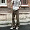 Jeans Retrô Americano Cor Café Maillard para Homens, Calças Elegantes e Modernas de Alta Qualidade para Casais, em Estoque