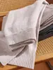Calça de Lã Grossa 100% Wide Leg Feminina Outono Inverno Cintura Alta Caimento Solto Malha Quente Calça de Perna Reta Casual Calça Longa Canelada