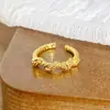 Anillo Abierto de Alto Gama con Esmalte Estilo Vintage, Diamantes de Zirconia Completos, Estilo Chino Nuevo de Nicho para Mujer