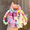 Llavero con pulsera de conejo de cuentas, colgante creativo y exquisito para bolso de pareja, llavero con colgante para mujer, pequeño regalo al por mayor