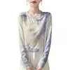 Otoño Invierno Nuevo Estilo Tejidos para Mujer Otoño Delgado Cuello Redondo Tejido para Mujer Manga Larga Estampado Capa Base Superior