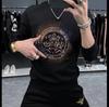Algodão strass espírito cara pescoço redondo pullover high-end net Moda vermelha all-match moda slim-fit manga comprida camisola camisola roupas masculinas
