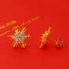 Versão coreana de brincos de floco de neve de zircônia para a véspera de Natal mulheres moda banhado a ouro imitação de ouro brincos de Natal uma geração de cabelo