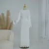 2026 Vestido Elegante de Color Sólido con Mangas Largas de Alta Calidad de Doble Capa que Ceñe la Cintura Loriya LR1330