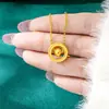 Novo Design Anel Escovado Olho de Gato Pequena Conta Dourada Corrente Clavícula Ouro de Areia Vietnamita Colar Estilo Simples de Luxo Leve Joia