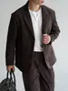 Traje Casual Estilo Retro Old Money de Chenilla Tencel con Solapa de Muesca para Hombre Otoño/Invierno 2026 Chaqueta de Traje Ligera para Negocios
