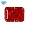 Huagang Gem 9A Longo Quadrado Chanfro Flor de Gelo Corte Padma Zircão Alto Carbono Diamante Pequeno Octógono CZ Pedra Nua Vermelho