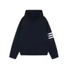 Sudadera con Capucha Cardigan de Punto Trenzado Americano para Mujer Otoño Invierno Nuevo Holgado Casual Suéter Corto de Tres Rayas
