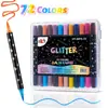 Amazon Marcador Glitter Dupla Ponta Dupla Cor Caneta Glitter Fluorescente Caneta Curry Caneta Pintura Aquarela Conjunto Caixa de Presente