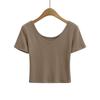 668-25 Novo Estilo Verão Estilo Europeu e Americano Frente e Verso Duas Formas de Usar Decote em V Manga Curta Sexy Sexy Curto Casual Blusa Camiseta