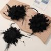Tejido de Algodón Suave con Borlas de Plumas y Textura de Cardo Estilo Francés Camelia Accesorios para el Cabello Hechos a Mano DIY Accesorios para Ropa