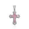 Colar Longo com Pingente de Cruz Totalmente Cravejado de Diamantes Brilhantes Hip-Hop Halloween Corrente Que Não Desbota Corrente Clavicular