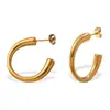 Pendientes de Acero Inoxidable Chapados en Oro de 18k con Forma de C, Estilo Ins de Celebridad de Internet Transfronteriza Europea y Americana, Pendientes de Moda Elegantes para Mujer, Simples Retro