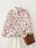 Nueva camisa de mujer para primavera y otoño con estampado de cerezas, manga larga, holgada, casual, elegante y adelgazante