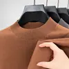 Suéter de Lana de Cuello Alto Medio para Hombre con Seda Nuevo Estilo Suéter de Punto Casual Versátil Moda Interior de Manga Larga Base de Alta Calidad