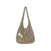Bolso de Hombro Tejido con Cuerda de Algodón Hecho a Mano Estilo Coreano para Mujer, Bolso de Mano Versátil Casual de Malla Hueca de Tendencia para Verano