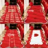 Tapete de Chão para Quarto de Casamento Vermelho Palavra Feliz Pelúcia Espessado Antiderrapante Decoração de Quarto de Casamento Tapete Festivo para Pés