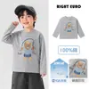 Camiseta de Manga Larga para Niños Europeos Derecha Algodón Puro Ropa de Otoño Niños Bebé Niño Pequeño 2026 Nueva Ropa Infantil Estilo Primavera y Otoño Moderna