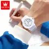 Reloj Marca Oulisi Modelo Nuevo Simple Doble Calendario Correa Reloj Estudiante Cuarzo Resistente al Agua para Estudiantes de Primaria y Secundaria