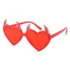 Gafas de sol con forma de corazón, Gafas de sol de moda con forma de corazón y pedrería, Gafas decorativas para fiesta, Gafas de sol con cuernos de diablo