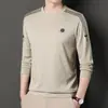 Sudadera de manga larga para hombre, camiseta de manga larga de moda para primavera para hombre, camiseta básica casual de algodón con cuello redondo para hombre, al por mayor