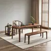 Mesa de té Zen de madera de nogal, adecuada para balcones y apartamentos pequeños, estilo chino retro, oficina informal, diseño nuevo, mesa de té con uniones de mortaja y espiga