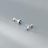 Nalan Plata S925 Corazón Encaje Diamante Azul Espiral Aretes Corazón Aretes de Cuentas de Luz M00901