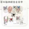 Nuevo diseño de uñas en color blanco K, celebrante de Internet, explosivo con amor, aleación de diamantes, forma de mariposa tridimensional, joyería de uñas súper llamativa