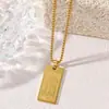 Collar de Acero Inoxidable Temu Transfronterizo Joyería de Acero de Titanio para Hombre Diseño Personalizado Colgante Cuadrado Collar de Acero de Titanio para Mujer